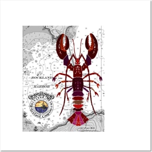 Rockland Maine Lobster Print Dark Posters and Art